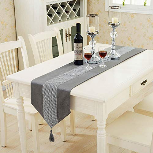 Deggodech La Simple de Corredor Mesa Banquete Diamante Upscale Home Decor (Gris, 185 * 32cm)