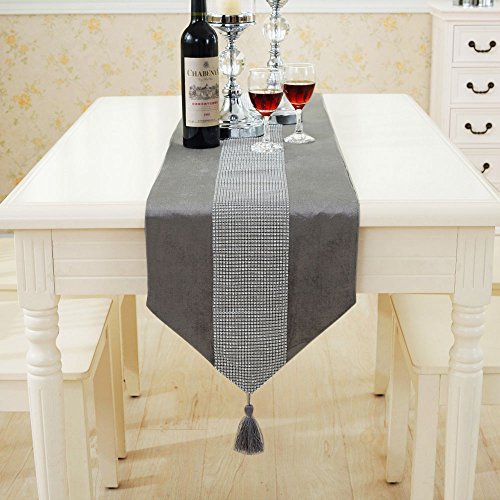 Deggodech La Simple de Corredor Mesa Banquete Diamante Upscale Home Decor (Gris, 185 * 32cm)