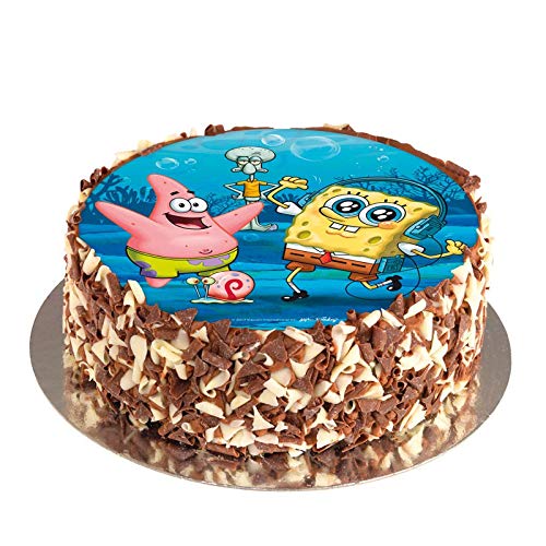 dekora Decoracion Tartas de Cumpleaños Infantiles en Disco de Oblea Esponja-20 cm, Bob Esponja, 20 cm