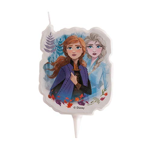 Dekora- Elsa y Anna Vela de Cumpleaños 2D de Disney Frozen 2, Color azul (346227)