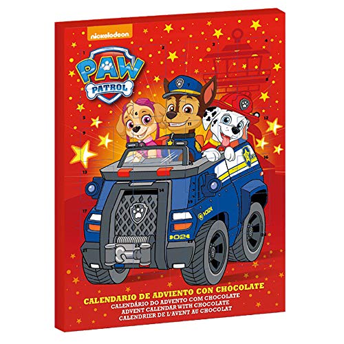 Dekora- Paw Patrol Calendario de Adviento para Niños de Chocolate de la Patrulla Canina, Color rojo (225053)