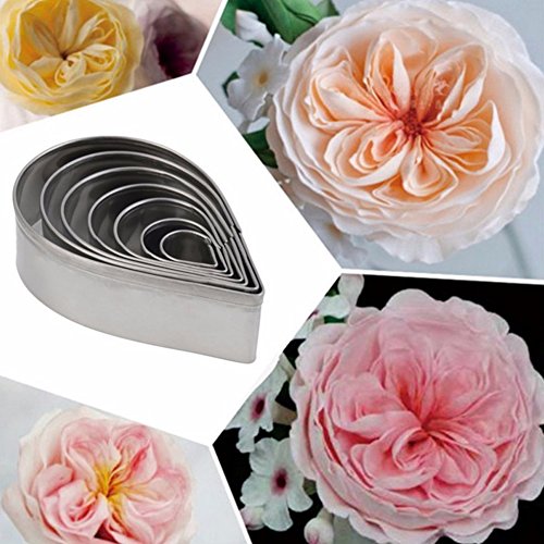 delaman rosas Petal gotas de agua en acero inoxidable Moldes Molde Set DIY Hornear para galletas tartas fondant decoración Navidad (7 unidades)