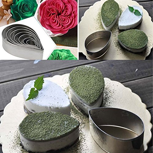 delaman rosas Petal gotas de agua en acero inoxidable Moldes Molde Set DIY Hornear para galletas tartas fondant decoración Navidad (7 unidades)