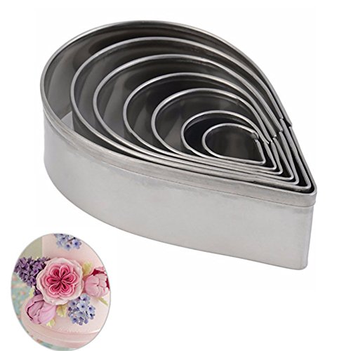 delaman rosas Petal gotas de agua en acero inoxidable Moldes Molde Set DIY Hornear para galletas tartas fondant decoración Navidad (7 unidades)