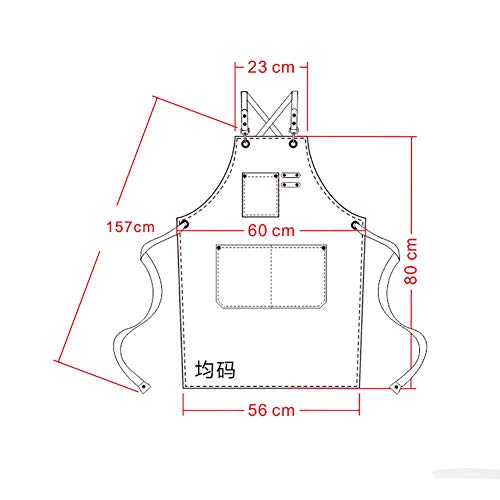 Delantal de trabajo utilitario delantal de lona con correas ajustables para peluquería, cocina, jardinero, cafeshop (Khaki)