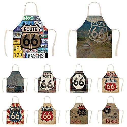 Delantal Lino La Madre Road Print Delantales De Cocina Unisex Dinner Party Cooking Bib Delantal De Limpieza Divertido para Mujeres 38X47Cm Wqd34309