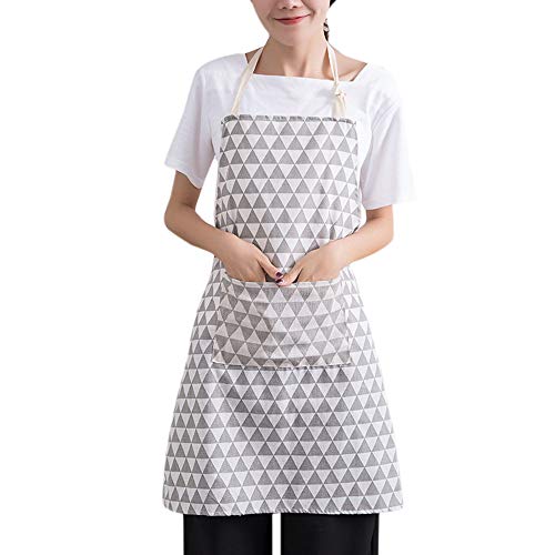 Delantales de Cocina a Cuadros Estilo Japones Mujer Chica con Bolsillos Impermeable y Prevención de Manchas de Aceite para Hornear Jardinería Restaurante Liquidación Yvelands, A