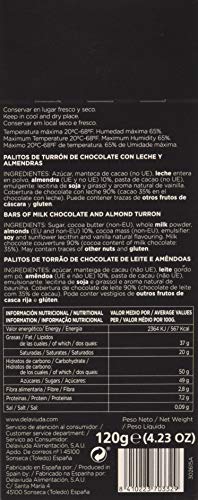 Delaviuda Sticks De Turrón De Chocolate Con Leche Relleno De Praliné De Chocolate Con Leche Y Almendras 120 Gr