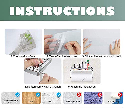 Delgeo Portarollos de Cocina Portarrollos de Papel Higienico, Autoadhesivo, Acero Inoxidable Estante Multifunción Portarrollos para Papel de Cocina - Blanco Plateado