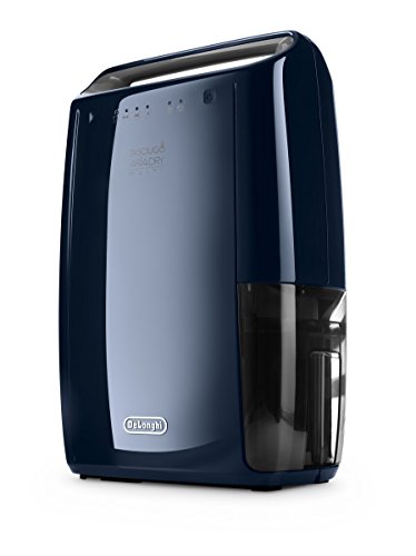 De'Longhi DEX16F - Deshumidificador silencioso, función Secado y purificador, 210 W, capacidad deshumidificación 16L/24h, depósito extraíble 2.1L, color azul marino