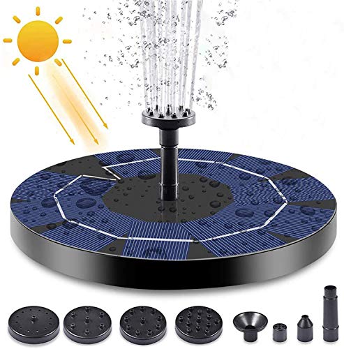 Depmog Solar Fuente Bomba 3.5W, Fuente Flotante de Bomba de Agua Solar Batería incorporada de 1200mAh, Altura de rociado de Agua de 80 cm, con 6 boquillas, para la decoración del jardín