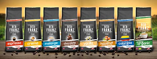 Der-Franz - Café mezcla de Arábica y Robusta, asado, frijoles enteros aromatizado con chocolate natural y certificación UTZ, en grano, 3 x 500 g