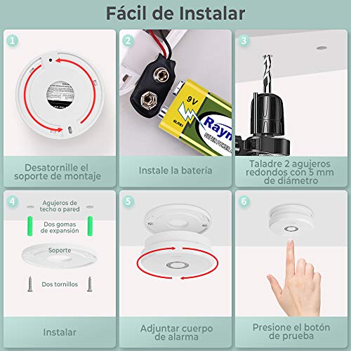 Detector de Humo, Isafenest Alarma de Humo con Sensor Fotoeléctrico Independiente Voz de 85 dB, con 5 Años de Duración de Batería