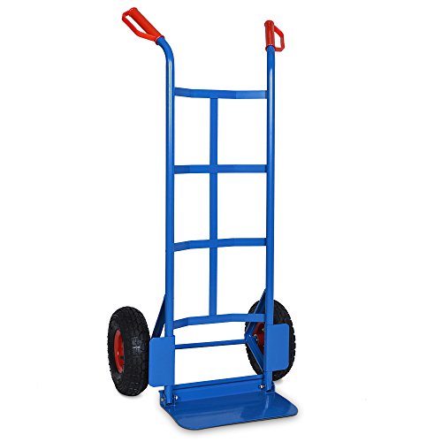 Deuba Carretilla plegable de mano Azul carreta de transporte carga máx 200Kg con 2 Ruedas portátil mudanza 45,5x116cm