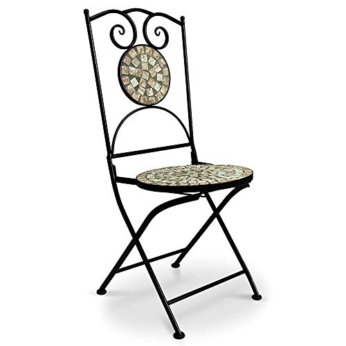 Deuba Set de 2 Sillas Mosaico »Bilbao« Asiento de cerámica Plegables 36x45x94cm para balcón jardín terraza Patio