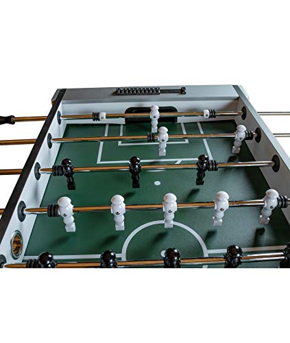 Devessport - Futbolín Económico Saphire Red - Gran tamaño - Patas con mayor estabilidad - Barras de metal - Mango de plástico - Retorno de bolas - Con posavasos - Medidas: 139.5 x 74 x 88 Cm