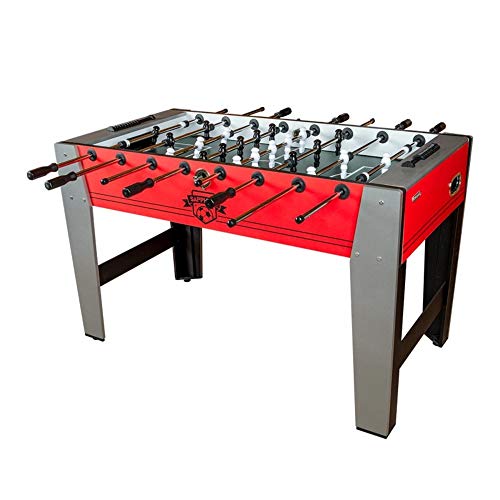 Devessport - Futbolín Económico Saphire Red - Gran tamaño - Patas con mayor estabilidad - Barras de metal - Mango de plástico - Retorno de bolas - Con posavasos - Medidas: 139.5 x 74 x 88 Cm