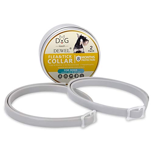 Dewel 2pcs Collar Antiparasitos Perros/Gatos Contra Pulgas,Garrapatas y Mosquitos,Tamaño Ajustable e Impermeable para Mascota Pequeño Mediano Grandes