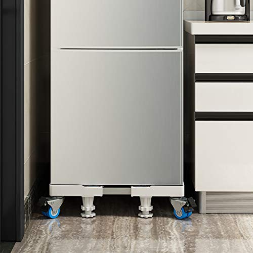 Dewel Base Lavadora,Base Ajustable de 45 cm-69 cm con 4 Ruedas Giratorias y 4 Pies de Goma Soporte para Lavadora, Secadora y Refrigerador