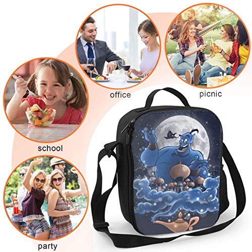 DFGA Insulated lunch bag Bolsa de almuerzo con aislamiento Lonchera Aladdin Wonderful Lamp Tote Bag Cooler Bag Recipientes de preparación de comidas para mujeres Hombres Adultos