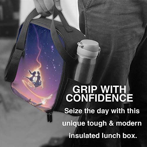 DFGA Insulated lunch bag Bolsa de almuerzo, lonchera aislada, Aladdin y su maravillosa lámpara, bolsa de asas, bolsa más fría, contenedores de preparación de comidas para mujeres, hombres, adultos