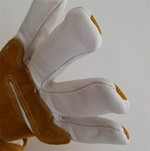 DGHJK Guantes de Cuero para jardinería, Anti-Quemaduras, aislantes del Calor, cómodos Guantes de Trabajo para Horno, Soldadura eléctrica, L