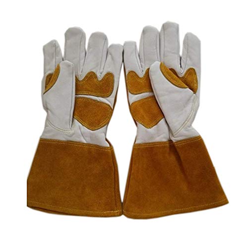 DGHJK Guantes de Cuero para jardinería, Anti-Quemaduras, aislantes del Calor, cómodos Guantes de Trabajo para Horno, Soldadura eléctrica, L