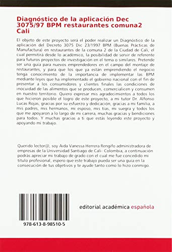 Diagnóstico de la aplicación Dec 3075/97 BPM restaurantes comuna2 Cali: Buenas Practicas de Manufactura (BPM)