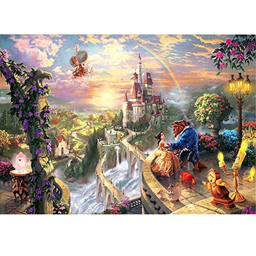 Diamante Pintura Kits De 5D DIY Taladro Completo La bella y las alubias Adultos Niños Crystal Rhinestone Bordado Cruz Puntada Diamond Painting Puzzle Hogar Decor De la Pared Manualidades 40x50cm