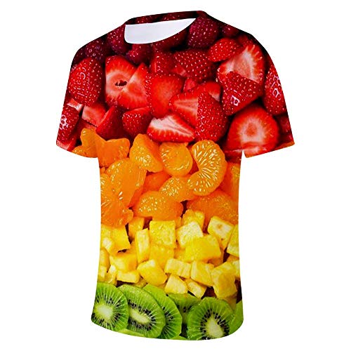 DIAZ Camiseta de Calidad de Fruta Impresa en 3D para Hombres/Mujeres, Varios códigos, Piezas Casuales de Primavera y Verano, Camiseta 3Dt Verde Kiwi, púrpura, XL