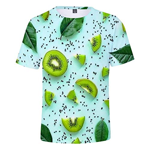 DIAZ Camiseta de Calidad de Fruta Impresa en 3D para Hombres/Mujeres, Varios códigos, Piezas Casuales de Primavera y Verano, Camiseta 3Dt Verde Kiwi, púrpura, XL