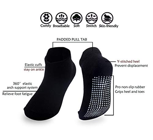 Dicry Calcetines Tobilleros Antideslizantes de Algodón Para Bebé Niños Niñas Infantiles (12 Pares Negro, 12-36 meses)