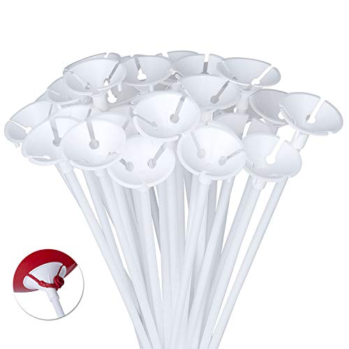 Diealles 100 piezas Globos Palos Soportes para la Boda, Fiesta y Decoraciones,40CM - Blanco