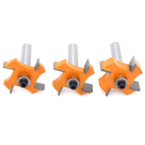 DingGreat 3 Pcs Juego de bits de enrutador de ranura y ranura, 8 mm Mango T Tipo de perlas de madera calidad industrial madera tramitación fresa Rabbeting Tool para madera