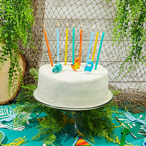 Dino-Mite - Decoración de cumpleaños con temática de dinosaurio, decoración de tartas, velas (paquete de 18 unidades)