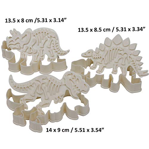 Dinosaurios Cortador de Galletas Conjunto - 3 Piezas Acrilico Moldes Galletas con Cortadores de Repostería - Cocina hornear decorativos Herramientas para Infantiles