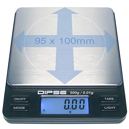 Dipse - Báscula digital de precisión para laboratorio, TP-500 x 0,01, micro báscula digital con una resolución precisa de 0,01 g hasta 500 g / 0,5 kg