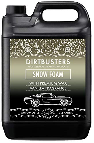 Dirtbusters Jabón Líquido Espumoso de Prelavado Snow Foam para Coches. Producto Altamente Espumante. Seguro, No Tóxico con Tratamiento de Polímeros. Acabado Profesional. Aroma a Vainilla. 5 Litros