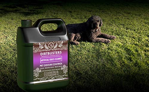 Dirtbusters Limpiador de Césped Artificial para Mascotas. Fórmula Concentrada y Desodorizante. Elimina Manchas y Neutraliza los Malos Olores de Orina y Heces. Aroma a Geranio y Camomila. 1 x 5 litros