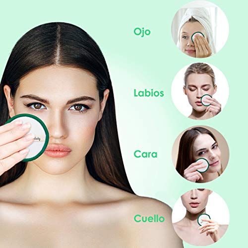 Discos Desmaquillantes Reutilizables Bambú Algodón Wolady 16 Almohadillas Desmaquillante Ecológicos Facial Lavables Maquillaje Remover Paño Limpieza Cara Todo Pieles Suave Basura Cero con Bolsa Lavado