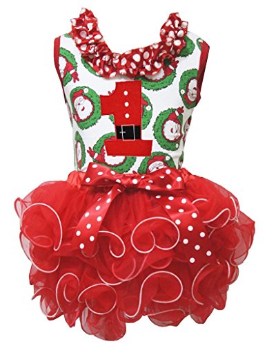 Disfraz de número primera camiseta de Papá Noel rojo falda de pétalos chica disfraz 1 – 8Y