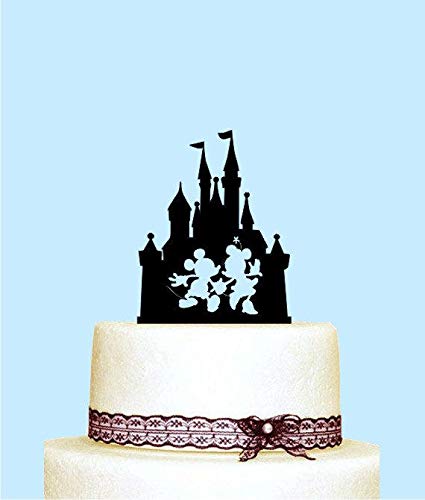 Disney Castillo para decoración de tartas, silueta de Mickey y Minnie para decoración de tartas para boda