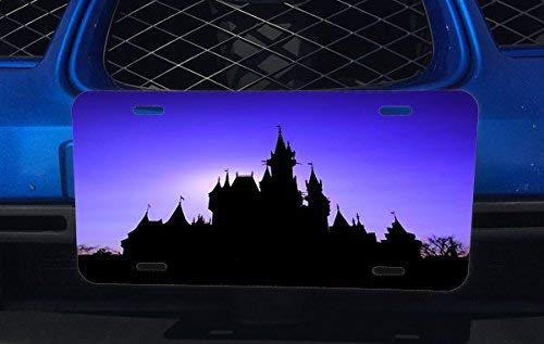 Disneyland Silueta de castillo de aluminio, placa de licencia para coche, camión, vehículos, Reino Unido, funda Disney Magic Phone Frame Cenicienta gato princesa