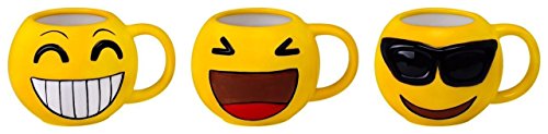 DISOK Lote 24 Tazas Emoticonos - Regalos de Comuniones Niños/Niñas - Tazas Emojis, Emoticonos para Niños, Infantiles, Juveniles. Mugs Desayuno para Regalos y Detalles de Bodas, Bautizos, Comuniones