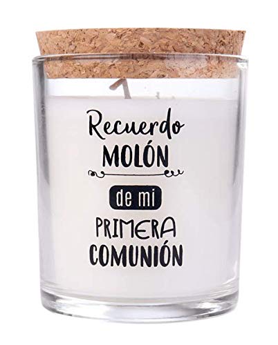 DISOK Lote de 20 Velas de 1ª Comunión Recuerdo Molón presentada en Caja Kraft de Regalo - Velas para Comuniones Originales Recuerdos para 1ª Comunión, Detalles y Regalos