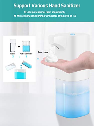 Dispensador de jabón JOLVVN 350ml Espuma automática, Lavadora de manos Pulverizador de desinfección sin contacto, Contenedor desinfectante de manos