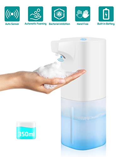 Dispensador de jabón JOLVVN 350ml Espuma automática, Lavadora de manos Pulverizador de desinfección sin contacto, Contenedor desinfectante de manos