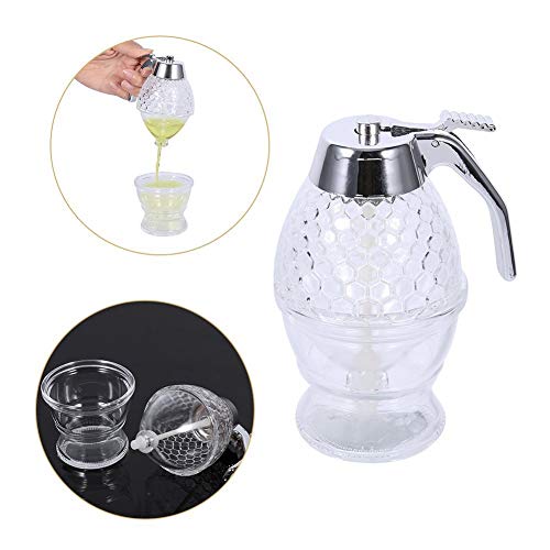 Dispensador de Miel, Tarro de Miel de Acrílico 200 ml Botella de goteo para Jarabe Miel de Abeja Zumo Tarro para Desayuno Herramienta de Cocina