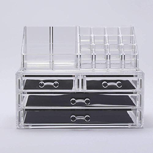 Display4top Caja acrílica Estante de maquillajes Maquillaje Cosméticos Joyería Organizador (4 Drawers Clear C)