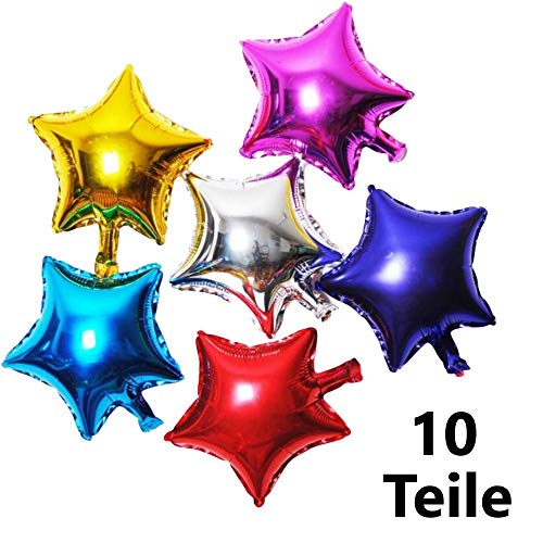 DIWULI, 10 globos de estrellas para manualidades, regalos para manualidades y embellecer, globos de decoración de regalo, globos de aire de aluminio, pequeños globos con forma de estrella